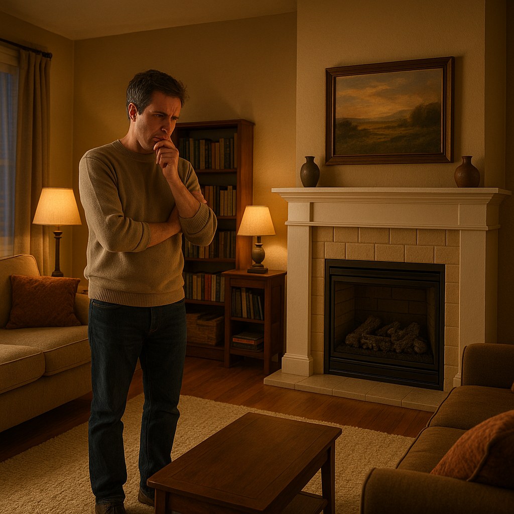 A person trying to figure out why their modern gas fireplace won't light.